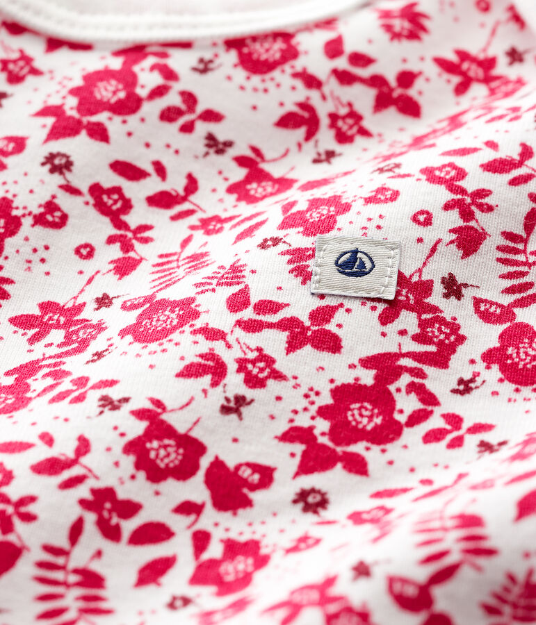 Baby Girls' Short-Sleeved Bodysuit MARSHMALLOW white/FLASHY pink