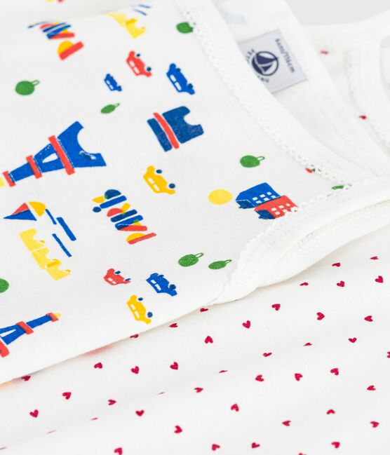 Pack of children's strappy Paris-print cotton vests variante 1