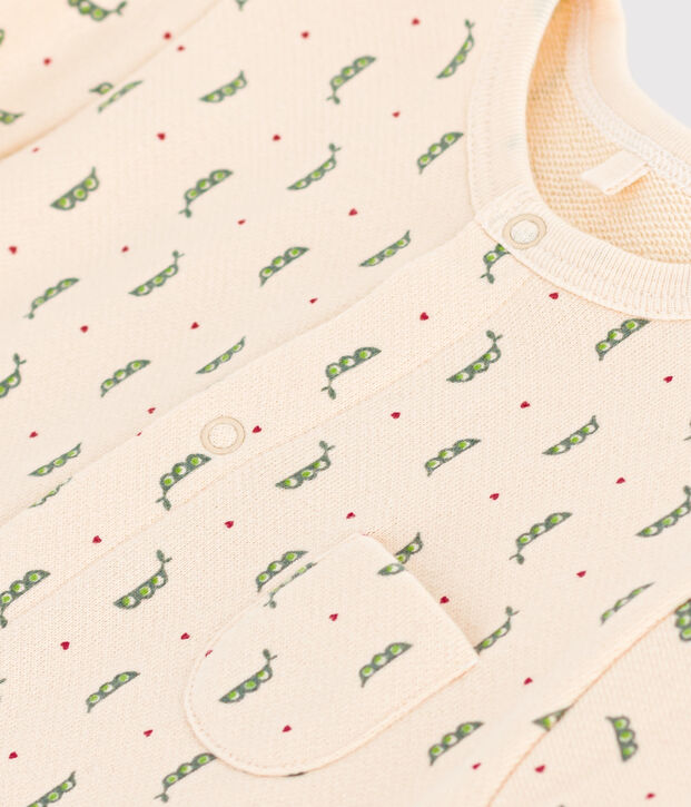 Babies' Long Fleece Jumpsuit Ecru/multicolor