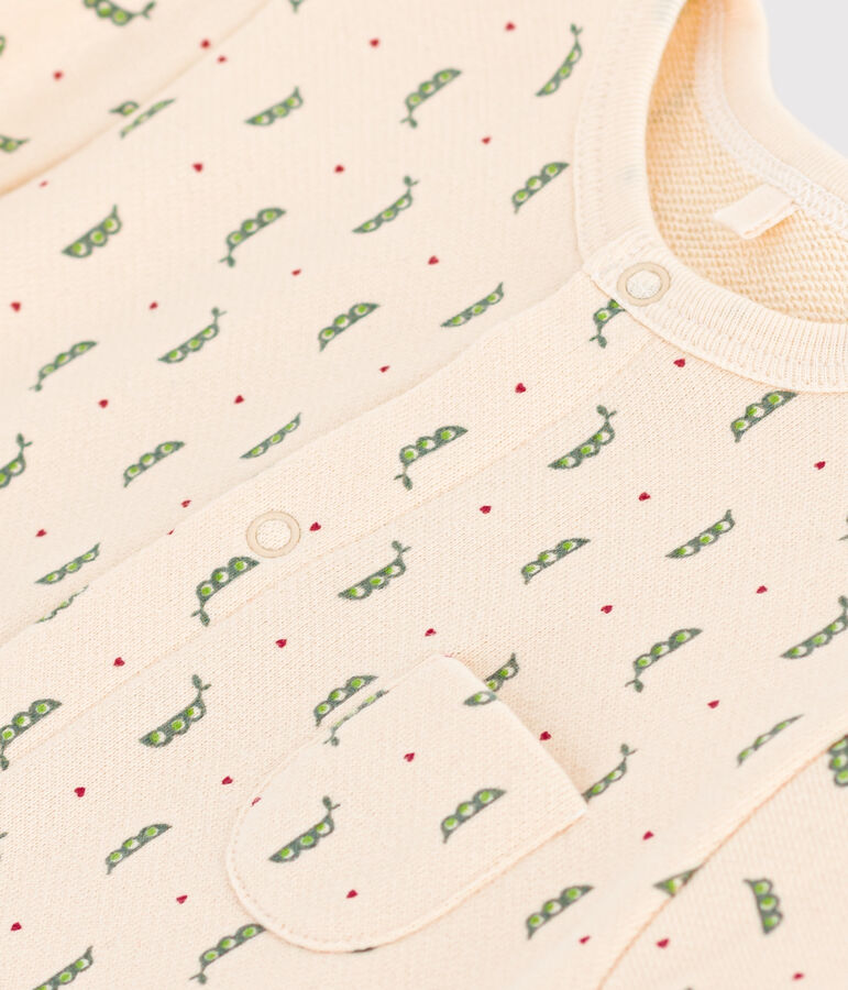 Babies' Long Fleece Jumpsuit Ecru/multicolor