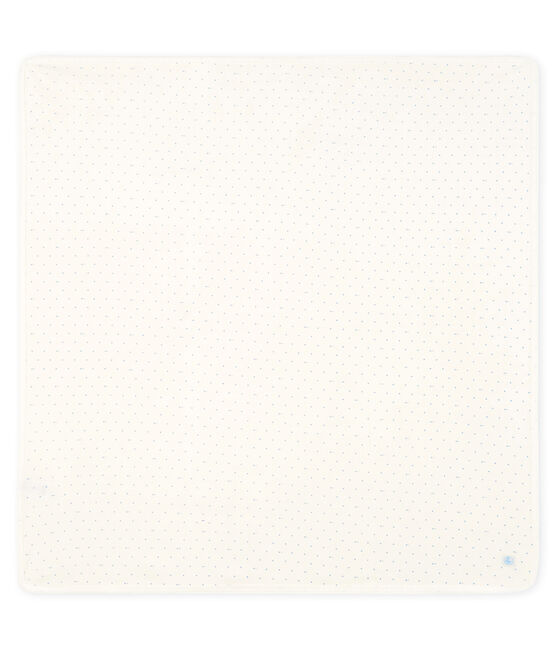 Babies' Ribbed Maternity Blanket MARSHMALLOW white/ACIER blue