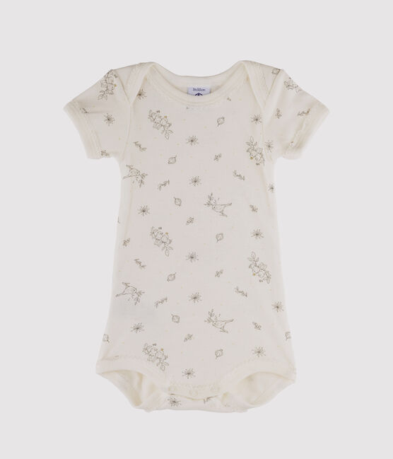 Baby Girls' Short-Sleeved Bodysuit MARSHMALLOW white/MULTICO white