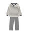 Teenage boys' three-piece pyjama set COQUILLE beige/SMOKING blue