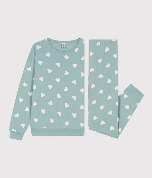 Women's Heart Cotton Pyjamas green/ecru