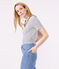 Women's Iconic Striped Cotton V-neck T-Shirt MARSHMALLOW white/SMOKING blue