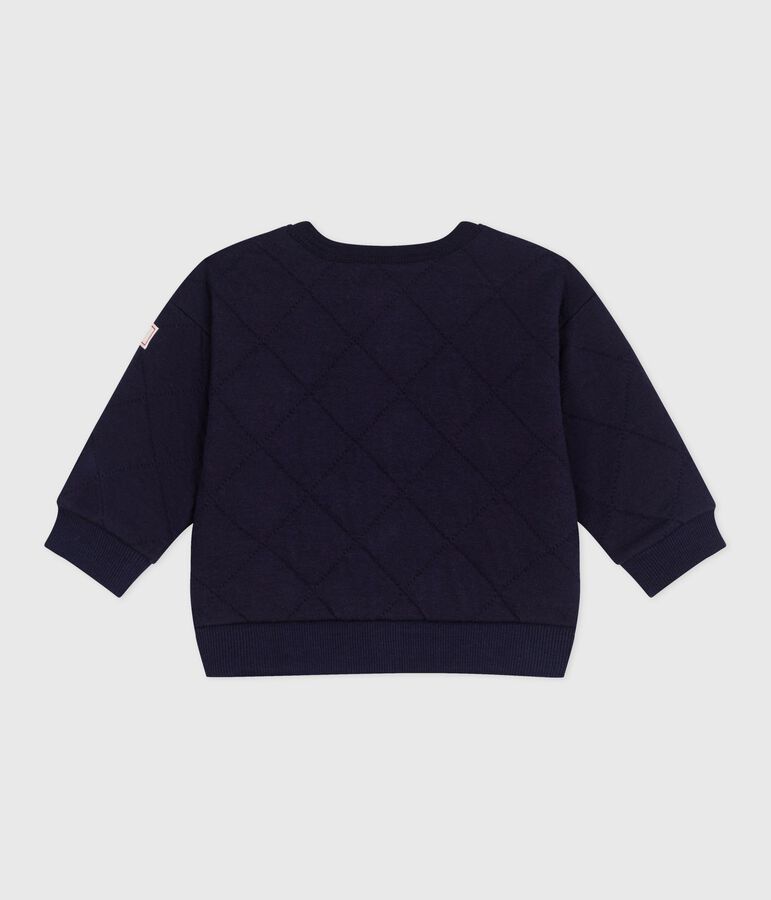 Babies' plain thick cotton cardigan blue