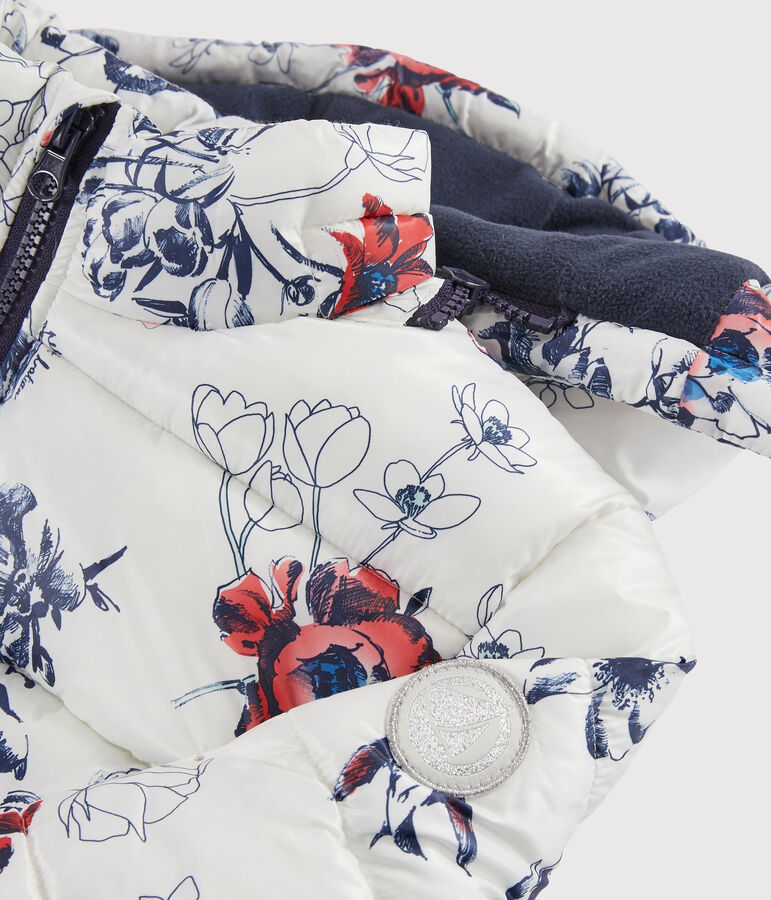 Girls' puffer jacket COQUILLE beige/MULTICO white