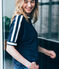 women's short sleeved tee-shirtin shiny linen SMOKING blue