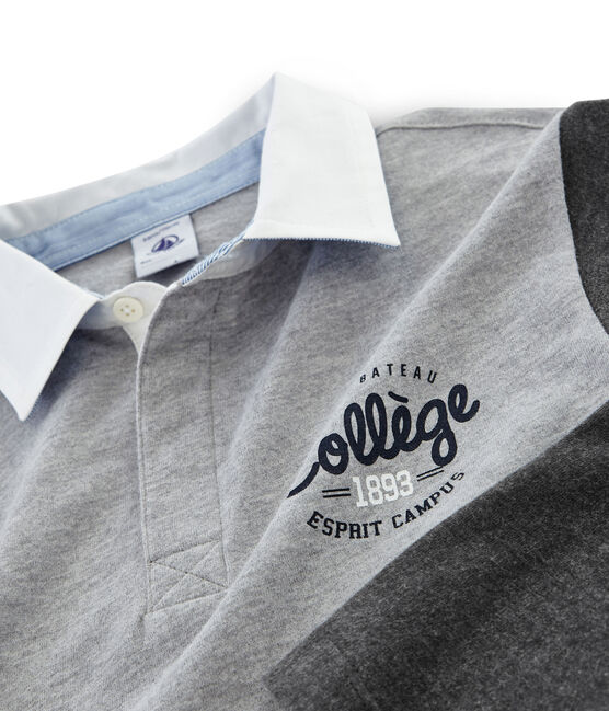 Boys' Rugby Polo Shirt SUBWAY grey/CITY black