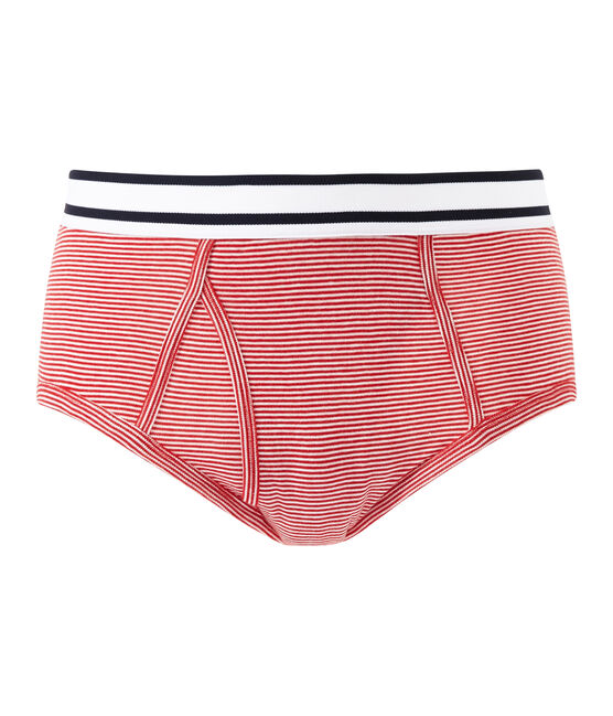 Men's milleraies-striped cotton underpants TERKUIT red/MARSHMALLOW white