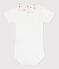 Babies' plain cotton body with an embroidered collar MARSHMALLOW white