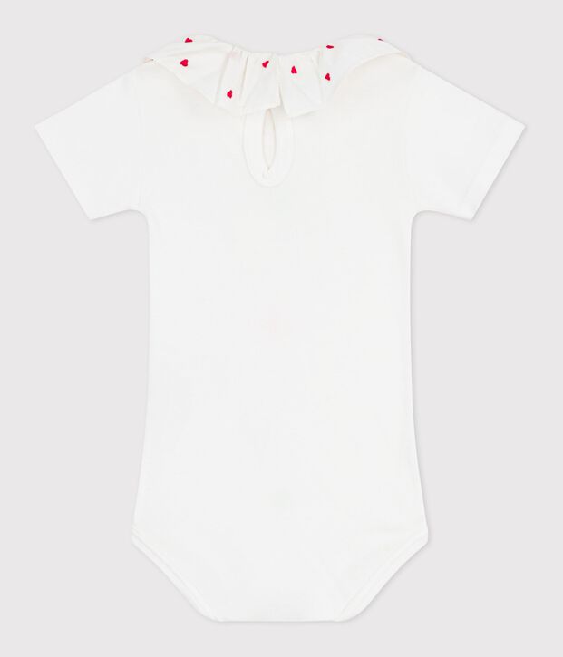 Babies' plain cotton body with an embroidered collar white