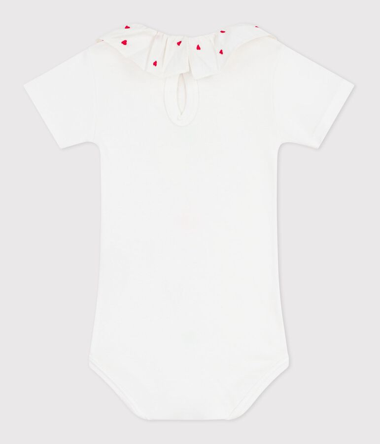 Babies' plain cotton body with an embroidered collar white