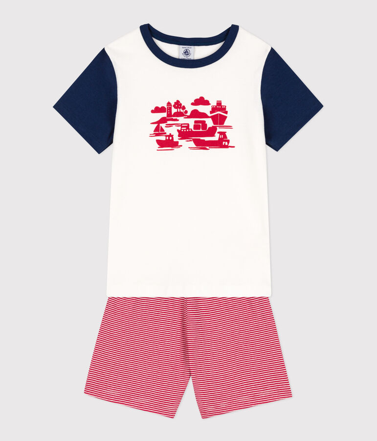 Boys' Le Havre Cotton Short Pyjamas MARSHMALLOW white/MULTICO white