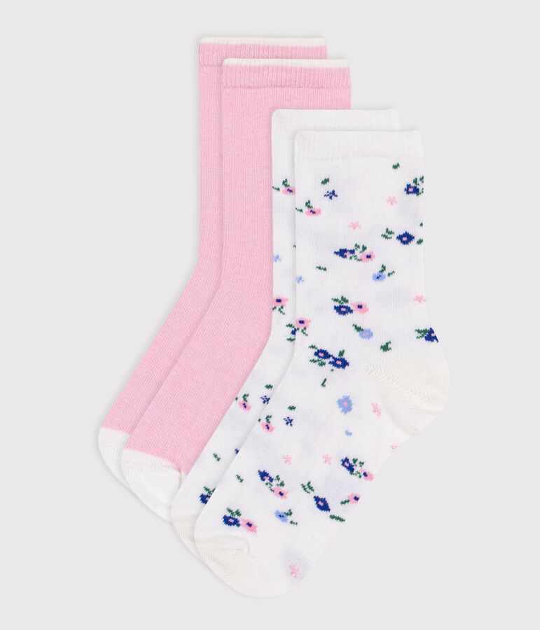 Little girls' flower-print cotton socks - 2-Pack variante 1