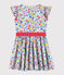 Girls' Short-Sleeved Poplin Dress MARSHMALLOW white/MULTICO white