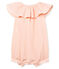 Baby girls' striped Shortie MARSHMALLOW white/ROSAKO pink