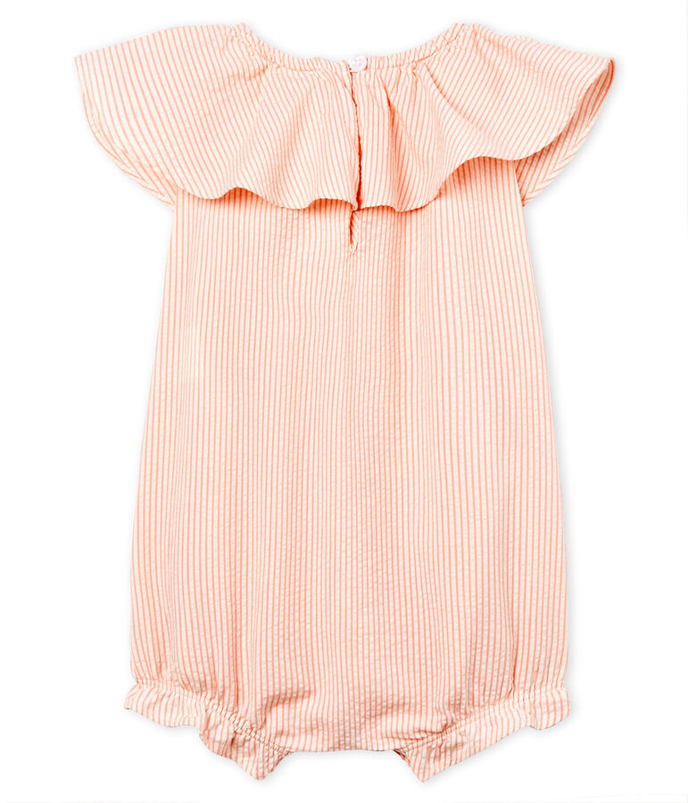 Baby girls' striped Shortie MARSHMALLOW white/ROSAKO pink