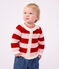 Babies' cardigan in stripy cotton pink/pink