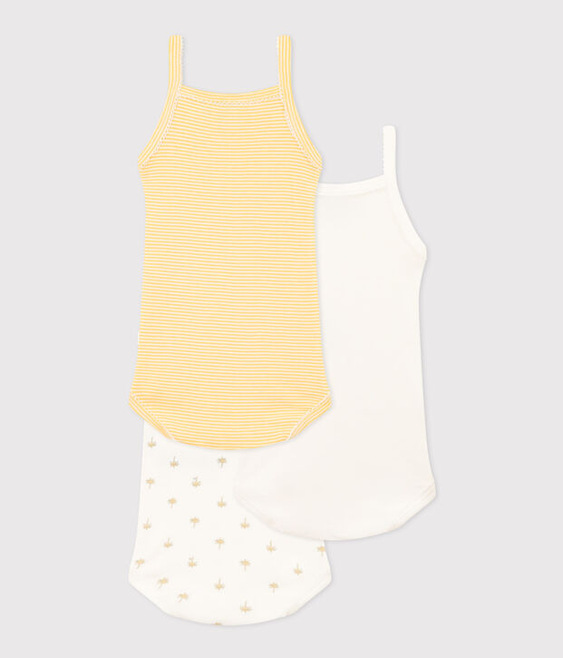 Palm Print Cotton Vest Bodysuits - 3-Pack multicolor