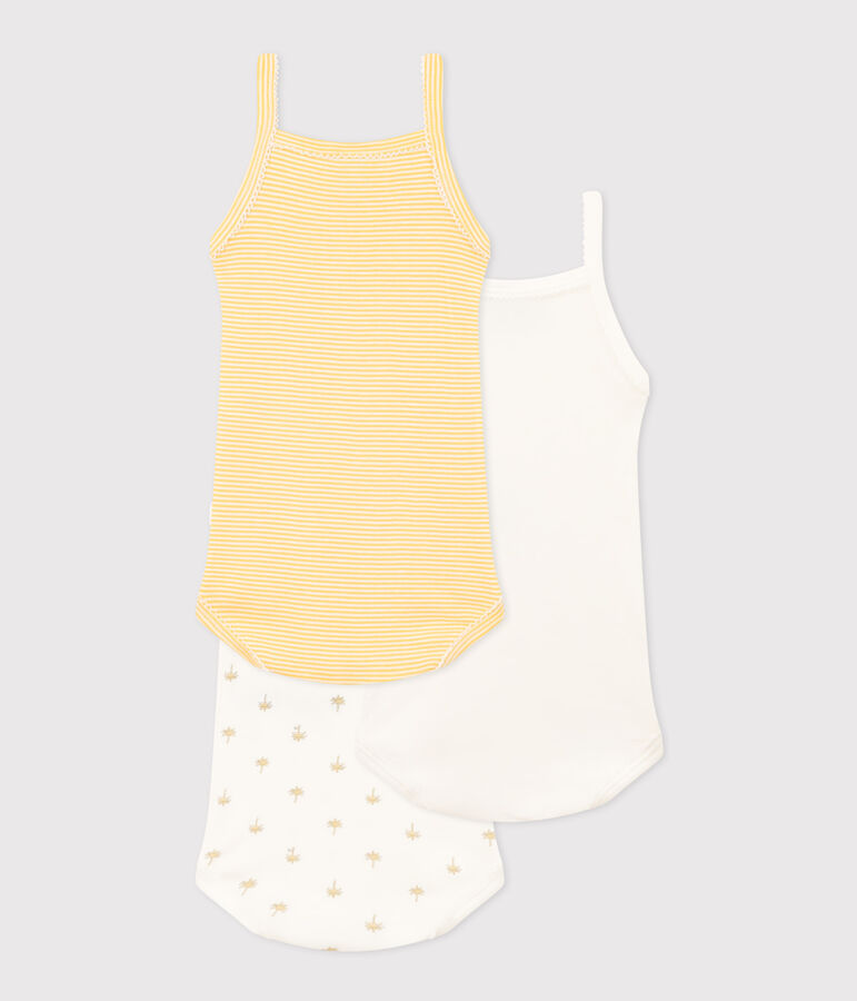 Palm Print Cotton Vest Bodysuits - 3-Pack multicolor