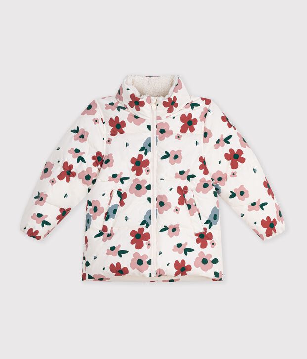 Children's floral pattern puffer jacket Ecru/multicolor
