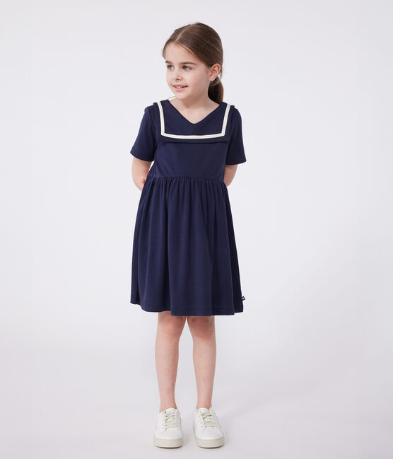 Children's short-sleeved plain cotton dress SMOKING blue