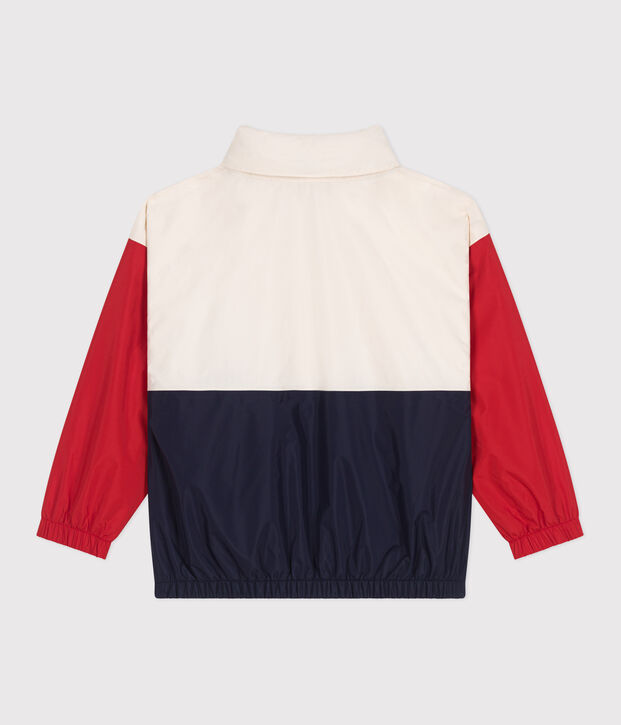 Children's windbreaker with a retractable hood Ecru/multicolor