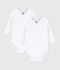 Babies' long-sleeved plain cotton wrapover bodysuits - 2-Pack multicolor