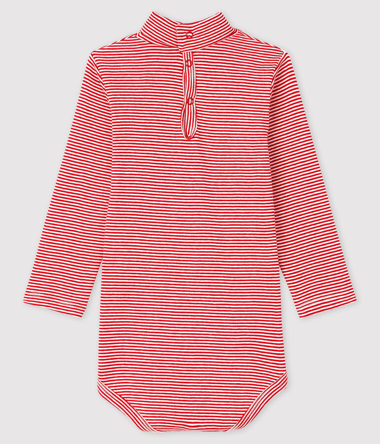 Baby's long-sleeved roll-neck bodysuit red/white