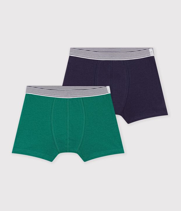 Pack of children's boxers in plain cotton and elastane multicolor