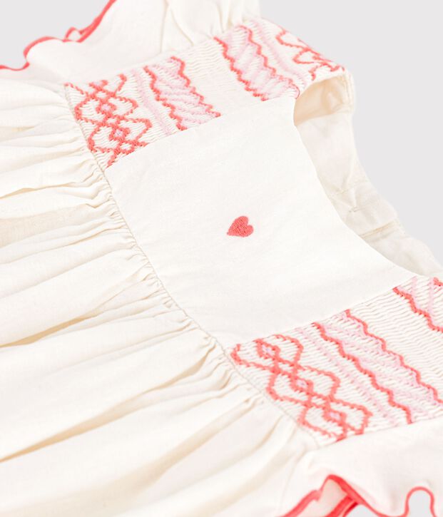 Children's short-sleeved cotton dress white