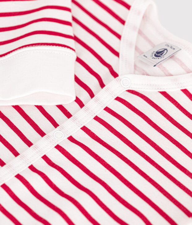 Babies' footless cotton pyjamas white/red