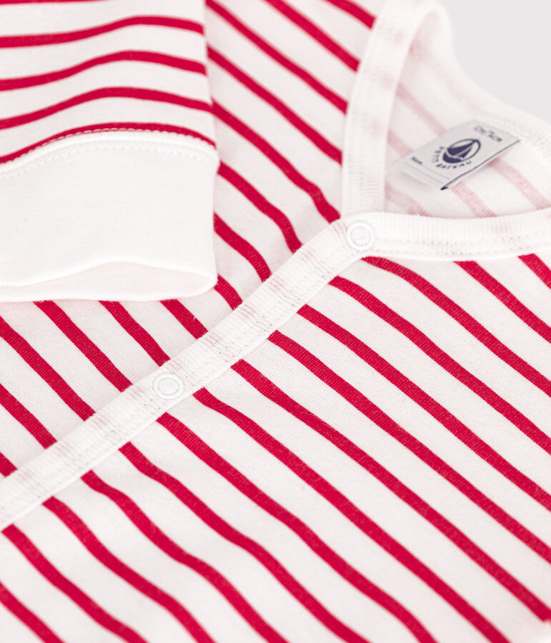 Babies' footless cotton pyjamas ECUME white/TERKUIT red