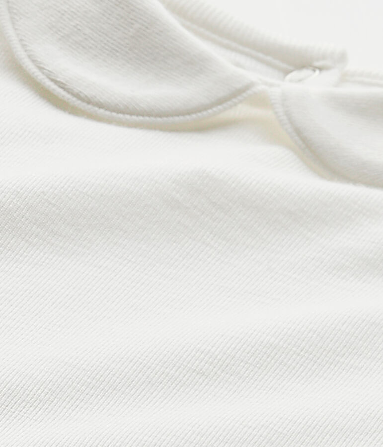 Baby girls' bodysuit with collar MARSHMALLOW white