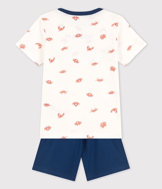 Boys' Crab Print Cotton Short Pyjamas MARSHMALLOW white/MULTICO white