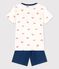 Boys' Crab Print Cotton Short Pyjamas MARSHMALLOW white/MULTICO white