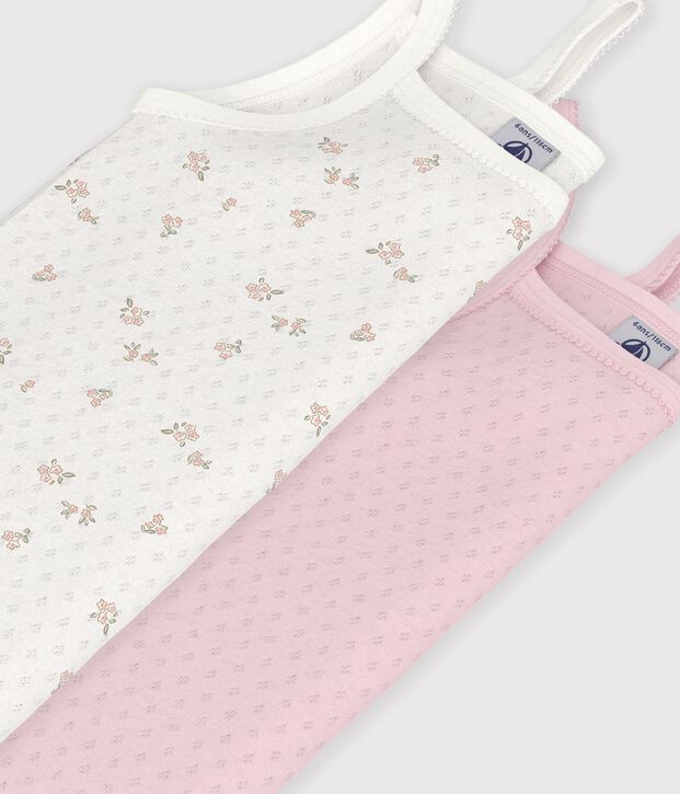 Pack of children's floral openwork cotton tank tops multicolor