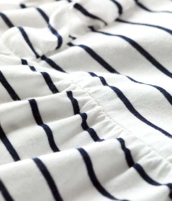 Babies' Short-Sleeved Striped Jersey Dress MARSHMALLOW white/SMOKING blue
