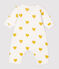 Baby Girls' Yellow Heart Pattern Organic Cotton Jumpsuit MARSHMALLOW white/OCRE yellow
