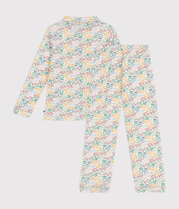 Children's floral print cotton pyjamas white/multicolor