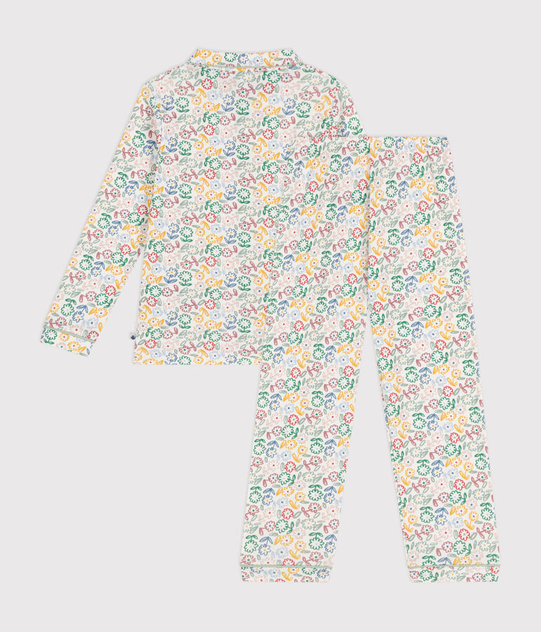 Children's floral print cotton pyjamas white/multicolor