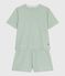 Women's short stripy cotton pyjamas SAULE /MARSHMALLOW