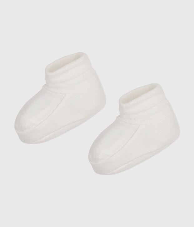 Newborn babies' cotton booties white