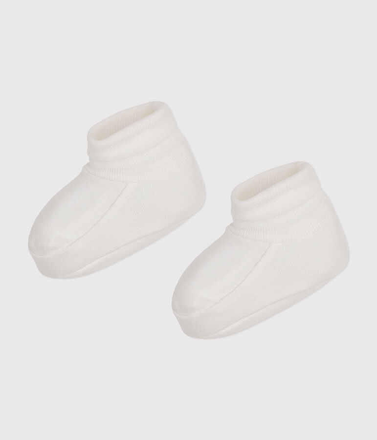 Newborn babies' cotton booties white
