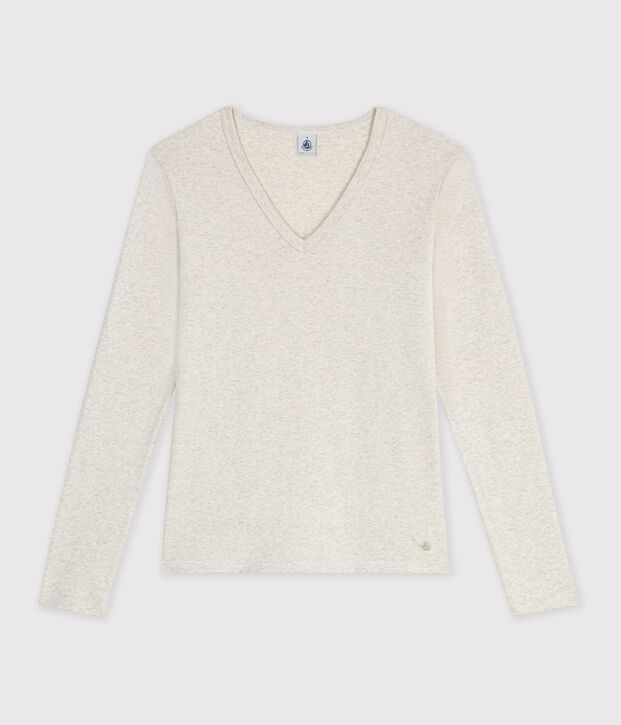 Women's long sleeved plain cotton T-shirt MONTELIMAR CHINE