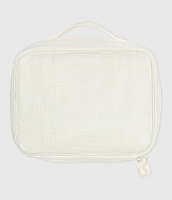 Newborn babies' suitcase in embroidered cotton gauze MARSHMALLOW white