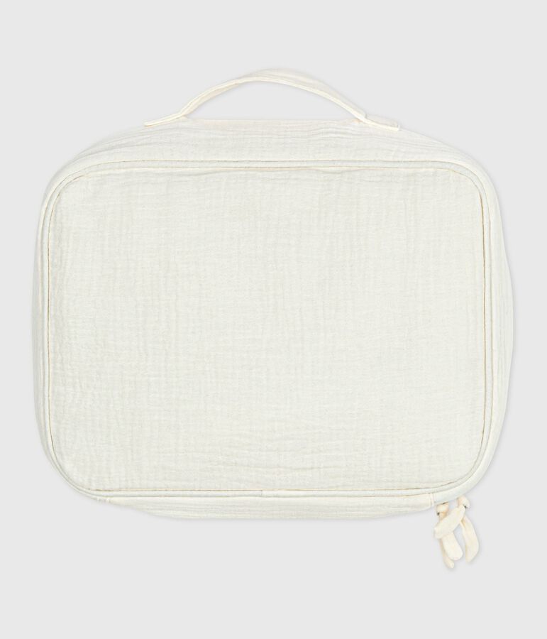 Newborn babies' suitcase in embroidered cotton gauze MARSHMALLOW white