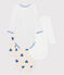 Babies' long-sleeved blue heart-patterned cotton bodysuits - 3-pack variante 1