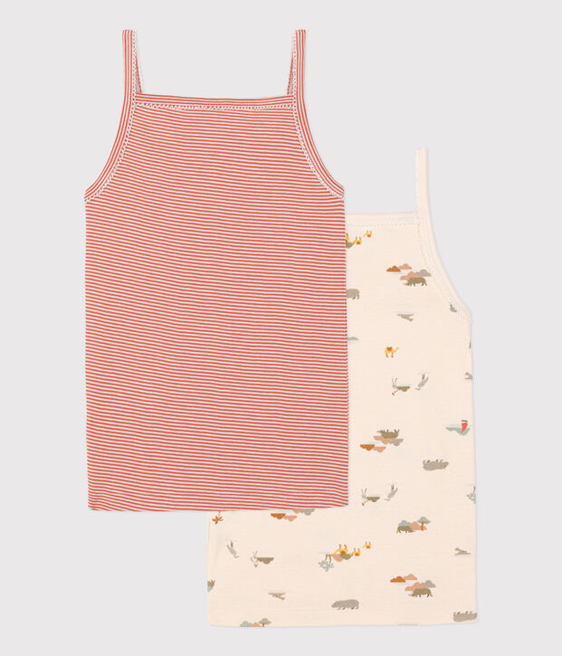 Girls' Animal Themed Cotton Strappy Vests - 2-Pack multicolor